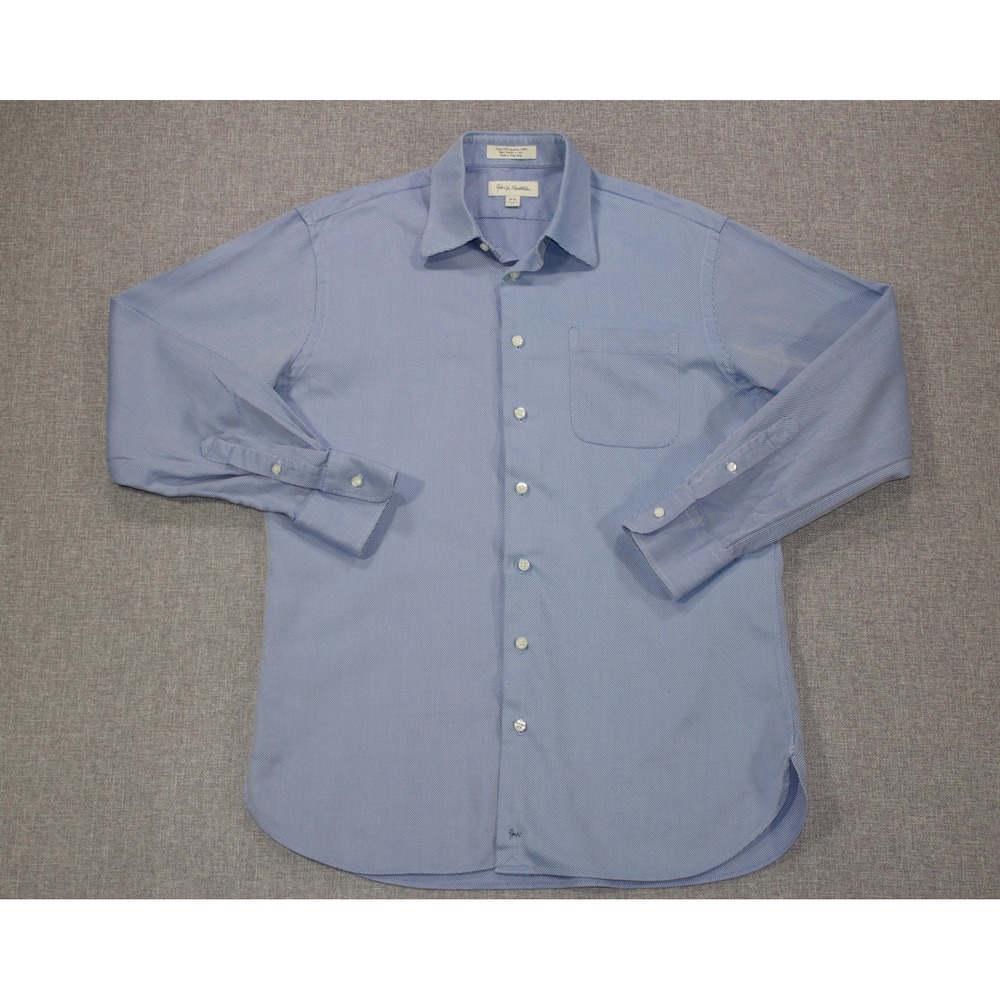 John W Nordstrom Dress Shirt Tailored Fit Mens 16-35 Blue Stripe Egyptian Cotton